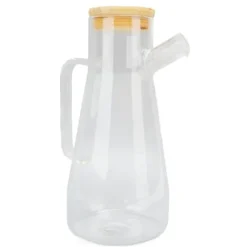 Oljeflaska i högt borosilikatglas, dammtät, klar vinägerdispenser i glas med ergonomiskt handtag för kök, 900 ml