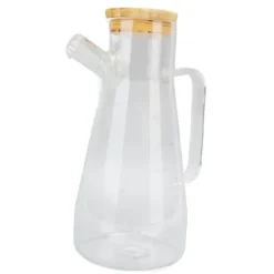 Oljeflaska i högt borosilikatglas, dammtät, klar vinägerdispenser i glas med ergonomiskt handtag för kök, 900 ml