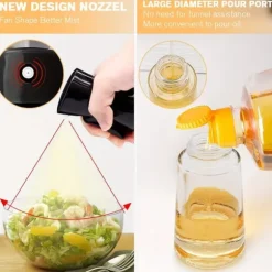 Oljeflaska med Sprayfunktion i Glas 200ml Svart