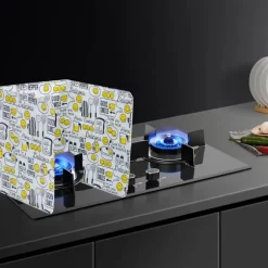 Oljestänkbaffla Vikbar Värmebeständig aluminiumfolie Matlagning Stänksäker skydd för kök Stekpanna Leende ansikte