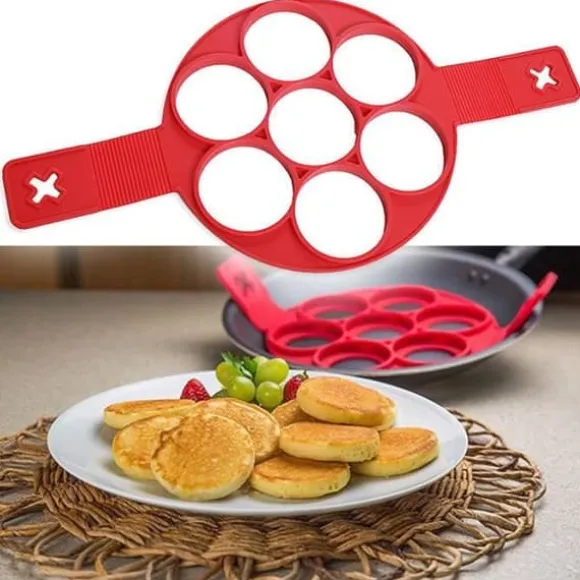 Omelettform Silikon Frukost DIY Form Äggform Leende Ansikte Pannkaka Verktyg Ägg Ring Röd