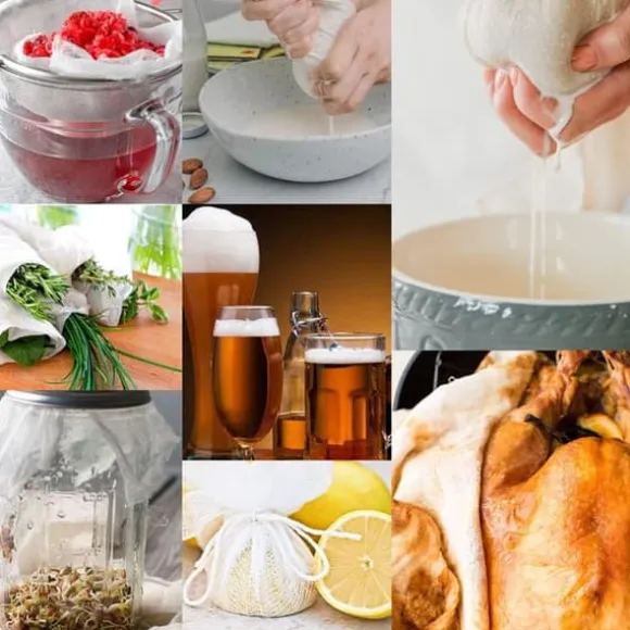 Ostduk för filtrering 50*50 cm, 90-gradigt återanvändbart 100 % oblekt bomullstygfilter, ultrafin ostduk för matlagning, nötmjölkspåse