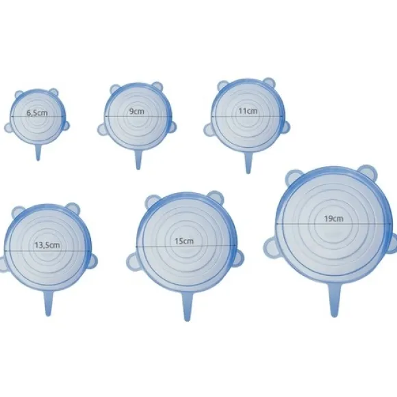 6-Pack - Silikonlock - Överdrag till Mat - Återanvändningsbara