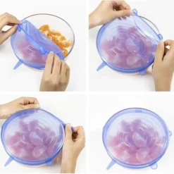 6-Pack - Silikonlock - Överdrag till Mat - Återanvändningsbara