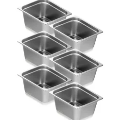 8-pack 1/2 storlek Hotellpannor i rostfritt stål, Ångbordspanna med 4" djupt lock, hållbar och praktisk