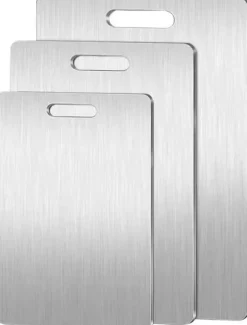 3-Pack Dubbel­sida Skärbrädor i Rostfritt Stål – Mögelresistenta & Vattentåliga Skärbrädor för Kök