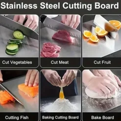 3-Pack Dubbel­sida Skärbrädor i Rostfritt Stål – Mögelresistenta & Vattentåliga Skärbrädor för Kök