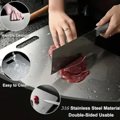 3-Pack Dubbel­sida Skärbrädor i Rostfritt Stål – Mögelresistenta & Vattentåliga Skärbrädor för Kök