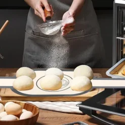 2-pack extra tjocka ugnsmattor 0,7 mm med långt handtag – slitstarka bakmattor för ugn, mikrovågsugn, luftfritös m.m.