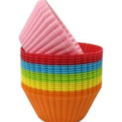 24-pack, flerfärgade återanvändbara silikonformar för muffins, non-stick och flexibla muffinsplåtar, lättrengjorda muffinsformar