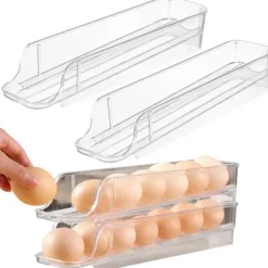 2-Pack Äggdispenser för Kylskåp | Ägglåda för 14 Ägg Transparent