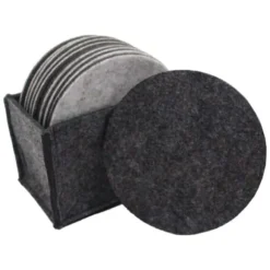 10-Pack Glasunderlägg i Filt med Hållare Grå