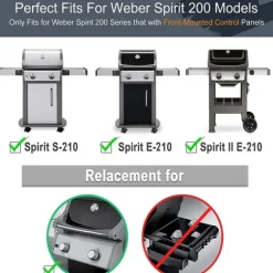 3-Pack Grill Värmeplåtar för Weber Spirit 200-serien - Svart