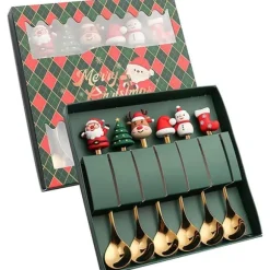 1-pack julskedar i rostfritt stål, 6 delar, set med presentask