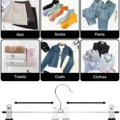 20-pack kjolhängare med justerbar halkfri byxklämma Platsbesparande metallhängare för jeans, 35 cm