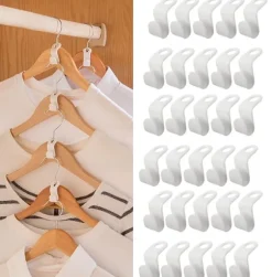 30-pack Klädhängare anslutningskrokar för galgar Vit