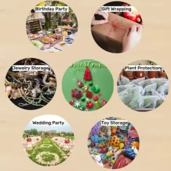 20-pack med 15*20 cm organzapåsar med dragsko och presenter till smycken, växtskyddspåsar