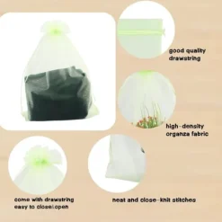 20-pack med 15*20 cm organzapåsar med dragsko och presenter till smycken, växtskyddspåsar