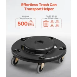 2-pack Rund Papperskorgs-Dolly, Passar 20, 32, 44, 55 Gal Sopbehållare, Robust och Lätt att Flytta