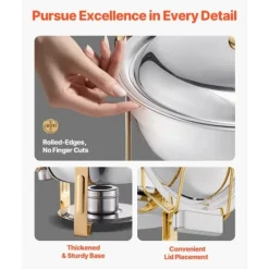 4-pack Skavskålar på 5 Qt, Bufféset i Full Storlek, Runda Pan i Rostfritt Stål