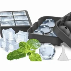 2-Pack Stapelbara Silikonformar för Isbollar och Kuber XXL Stora Isbitar