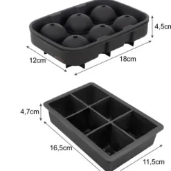 2-Pack Stapelbara Silikonformar för Isbollar och Kuber XXL Stora Isbitar