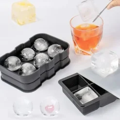 2-Pack Stapelbara Silikonformar för Isbollar och Kuber XXL Stora Isbitar