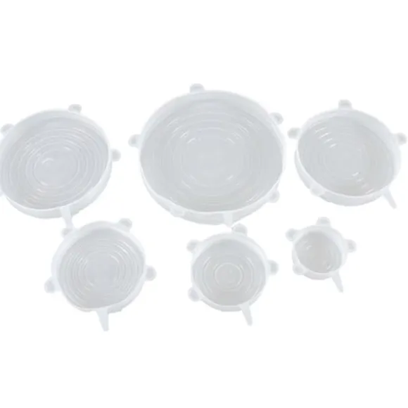 6-pack återanvändbara silikonsträckbara lock - Högtemperaturbeständig - Rund - Kylskåp, mikrovågsugn, ugnsskydd