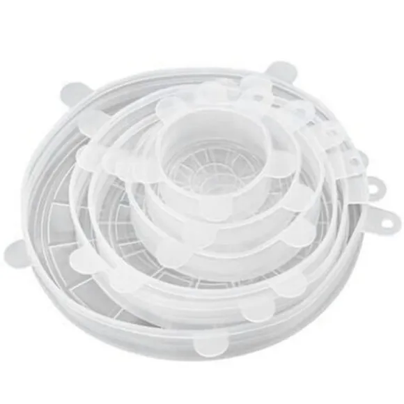 6-pack återanvändbara silikonsträckbara lock - Högtemperaturbeständig - Rund - Kylskåp, mikrovågsugn, ugnsskydd