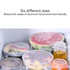 6-pack återanvändbara silikonsträckbara lock - Högtemperaturbeständig - Rund - Kylskåp, mikrovågsugn, ugnsskydd