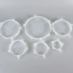 6-pack återanvändbara silikonsträckbara lock - Högtemperaturbeständig - Rund - Kylskåp, mikrovågsugn, ugnsskydd