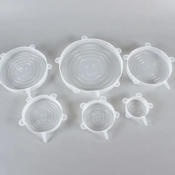 6-pack återanvändbara silikonsträckbara lock - Högtemperaturbeständig - Rund - Kylskåp, mikrovågsugn, ugnsskydd