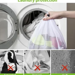 4-packTvättpåsar med fint nät ,Tvättpåse med snörstoppare , Vit