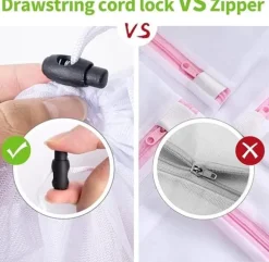 4-packTvättpåsar med fint nät ,Tvättpåse med snörstoppare , Vit