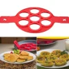 Pannkaksform - Köksredskap - Röd silikon - 7 cirklar - Värmebeständig - Lätt att rengöra