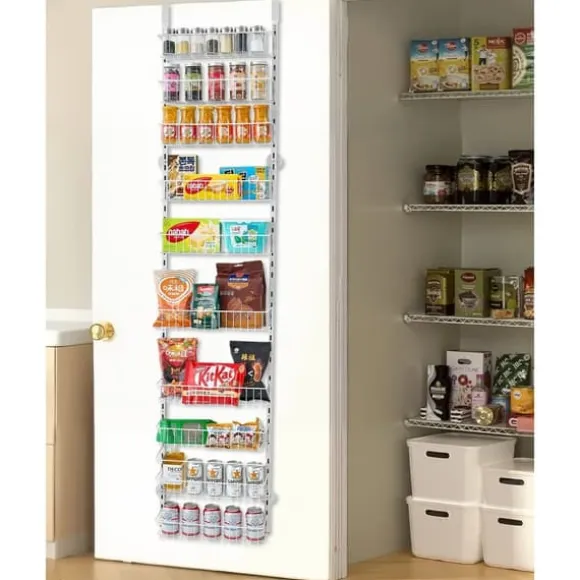 Pantry Organizer 10-nivå, över dörren hängande förvaringsställ, justerbar