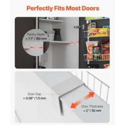 Pantry Organizer 10-nivå, över dörren hängande förvaringsställ, justerbar