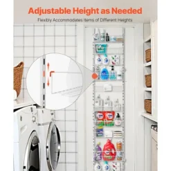 Pantry Organizer 10-nivå, över dörren hängande förvaringsställ, justerbar