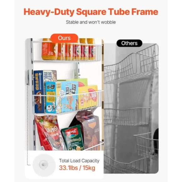 Pantry Organizer 10-nivå, över dörren hängande förvaringsställ, justerbar