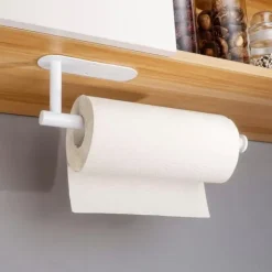 Pappershanddukshållare, hushållspappersrulle, lösviktspapper - självhäftande underskåp, pappershanddukshållare i rostfritt stål (vit)