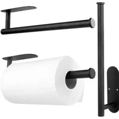 Pappershanddukshållare Väggfäste under skåp Självhäftande borrning Rostfritt stål Pappershandduksrullar Hållare för kök Badrum Rostskyddat ställ