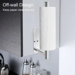 Pappershanddukshållare Väggfäste under skåp Självhäftande borrning Rostfritt stål Pappershandduksrullar Hållare för kök Badrum Rostskyddat ställ