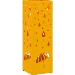 Paraplyställ i senapsgul metall - Kompakt och dekorativ för entrén | Färg: Senapsgul | Storlek: Rektangulär