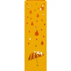 Paraplyställ i senapsgul metall - Kompakt och dekorativ för entrén | Färg: Senapsgul | Storlek: Rektangulär