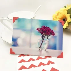 Pastellröda fotohörn x24