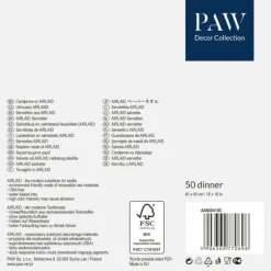 PAW Professional middagsservett Subtle Grid Silver, 1-lagersservetter 40x40 cm 1/4-vikta, 50 st per förpackning. Tillverkad av AIRLAID