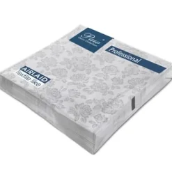 PAW Professionell middagsservett Subtle Roses (silver), 1-lagers servetter 40x40 cm 1/4 vikta 50 st per förpackning.