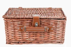 Picknickkorg - 4 personer - 29 stycken - flätad korg - 42x28x20cm