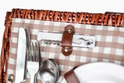 Picknickkorg - 4 personer - 29 stycken - flätad korg - 42x28x20cm