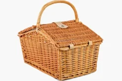 Picknickkorg 4-personer med porslin & termopåse - ljus vass